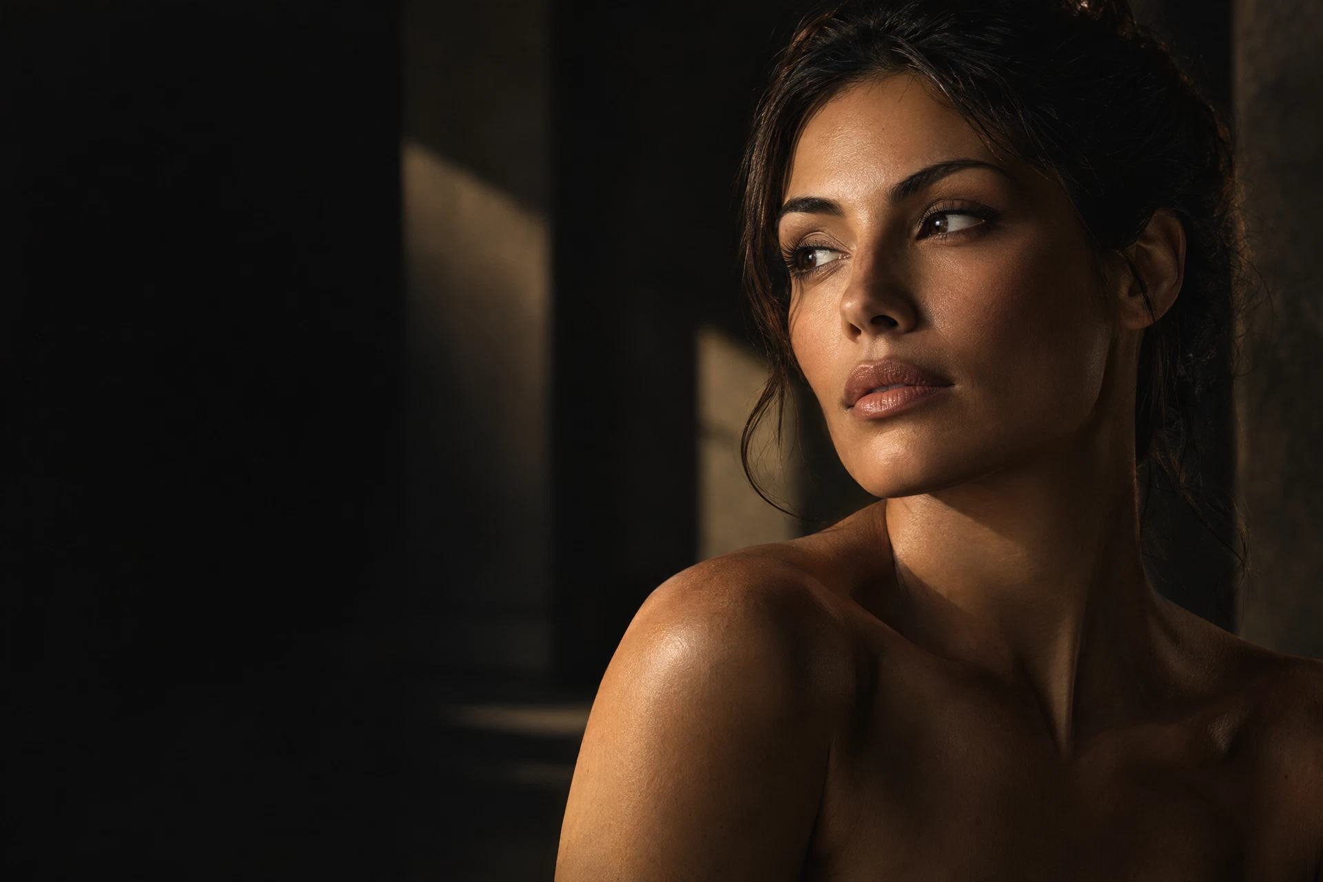 Editorial beauty portrait; illustrative, not a patient result